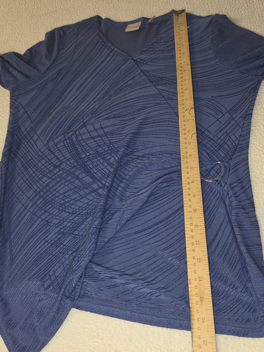 Chicos Women’s Asymmetrical Knot-Detail Top in Slate Blue Size Medium - Picture 5 of 9
